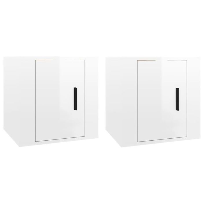 Meubles TV muraux 2 pcs Blanc brillant 40x34,5x40 cm - Photo n°1