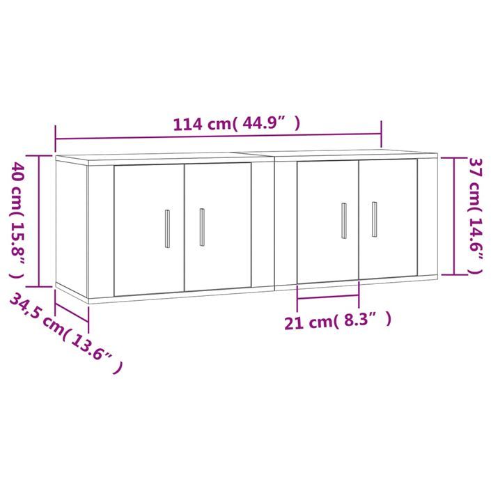 Meubles TV muraux 2 pcs blanc brillant 57x34,5x40 cm - Photo n°8