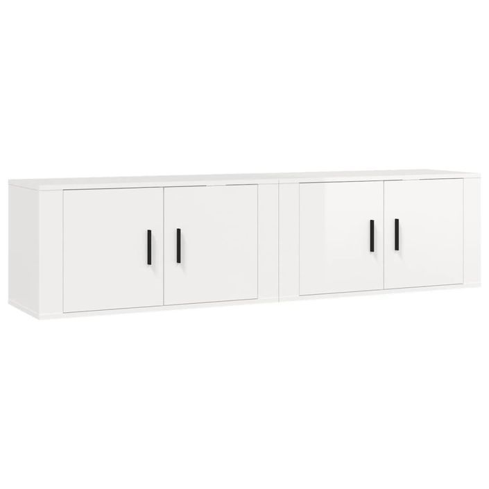 Meubles TV muraux 2 pcs blanc brillant 80x34,5x40 cm - Photo n°1