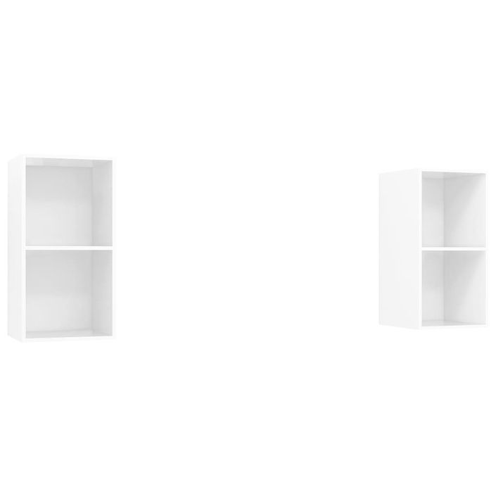 Meubles TV muraux 2 pcs Blanc brillant 2 - Photo n°1