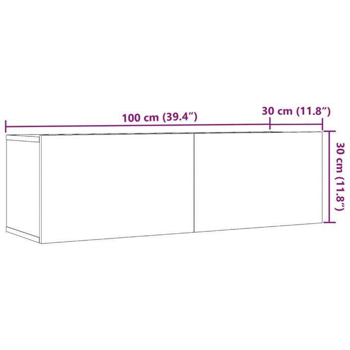 Meubles TV muraux 2 pcs chêne artisanal 100x30x30 cm - Photo n°10