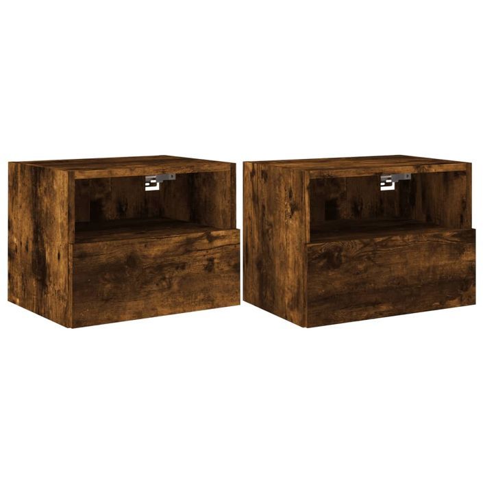 Meubles TV muraux 2 pcs chêne fumé 40x30x30cm bois d'ingénierie - Photo n°1