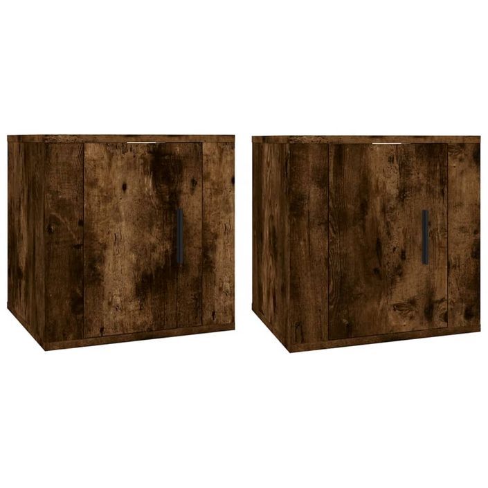 Meubles TV muraux 2 pcs Chêne fumé 40x34,5x40 cm - Photo n°1