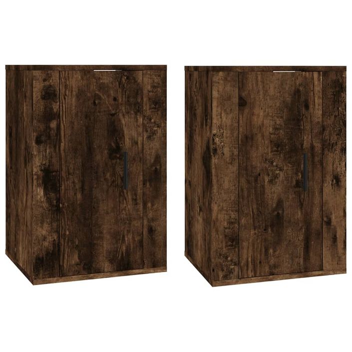 Meubles TV muraux 2 pcs Chêne fumé 40x34,5x60 cm - Photo n°1