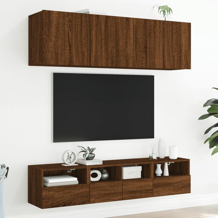 Meubles TV muraux 2 pcs chêne marron 40x30x30cm bois ingénierie - Photo n°4