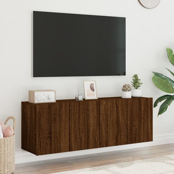 Meubles TV muraux 2 pcs chêne marron 60x30x41 cm - Photo n°4