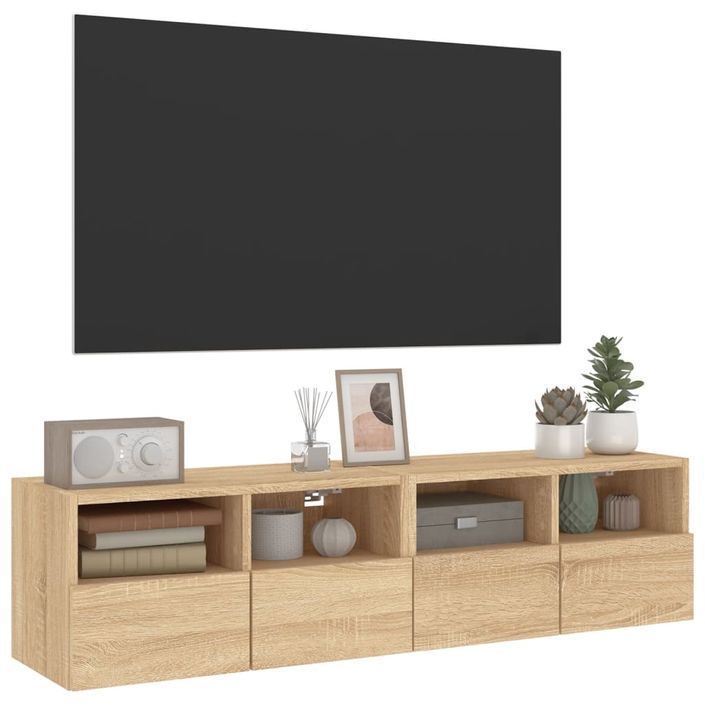 Meubles TV muraux 2 pcs chêne sonoma 60x30x30cm bois ingénierie - Photo n°6