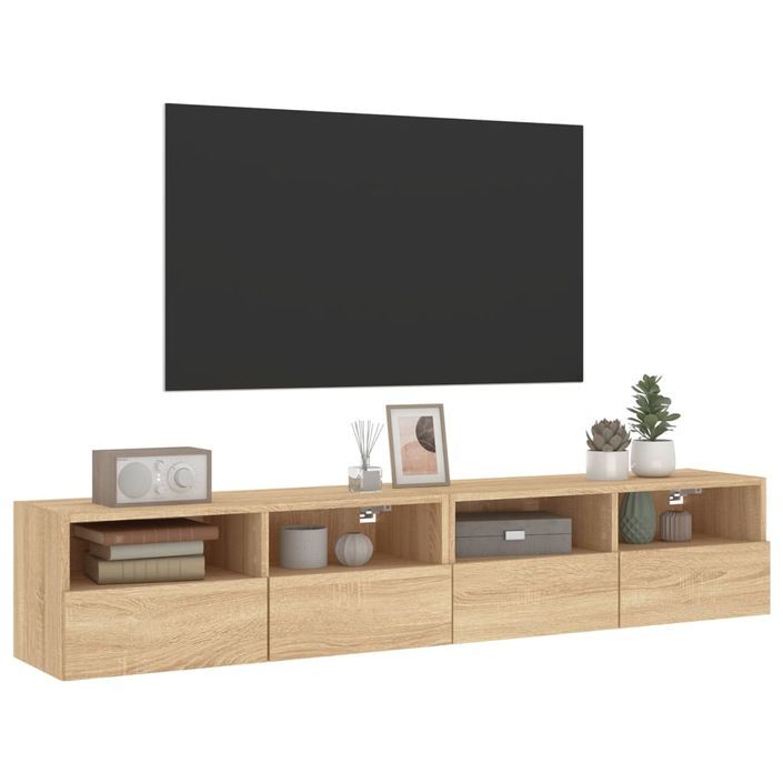 Meubles TV muraux 2 pcs chêne sonoma 80x30x30cm bois ingénierie - Photo n°5