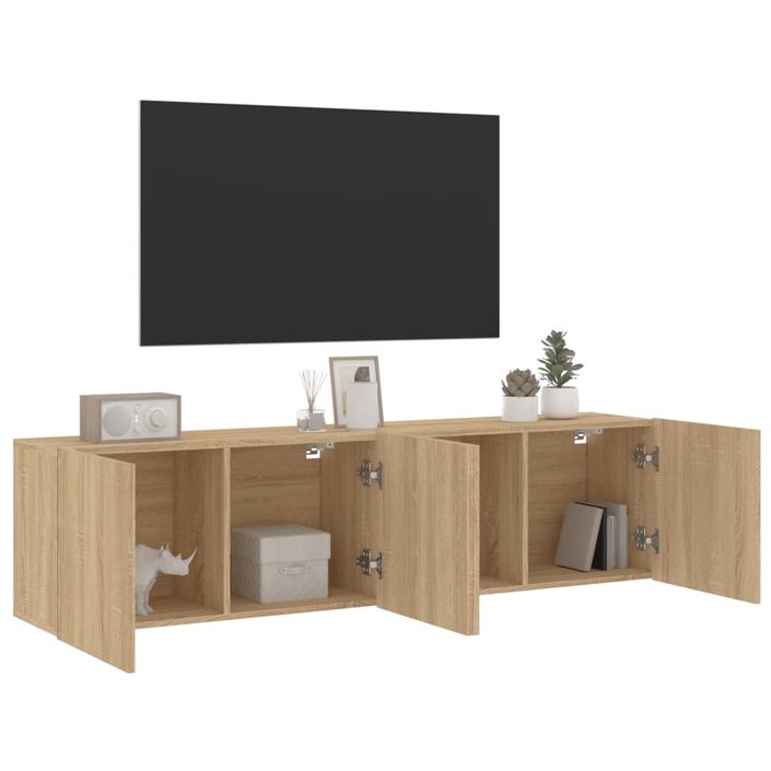 Meubles TV muraux 2 pcs chêne sonoma 80x30x41 cm - Photo n°5