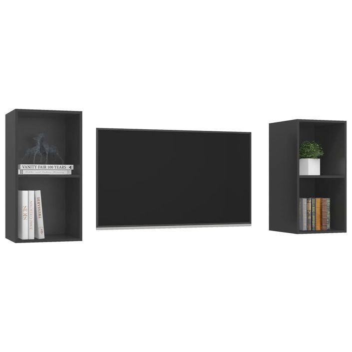 Meubles TV muraux 2 pcs Gris 2 - Photo n°3