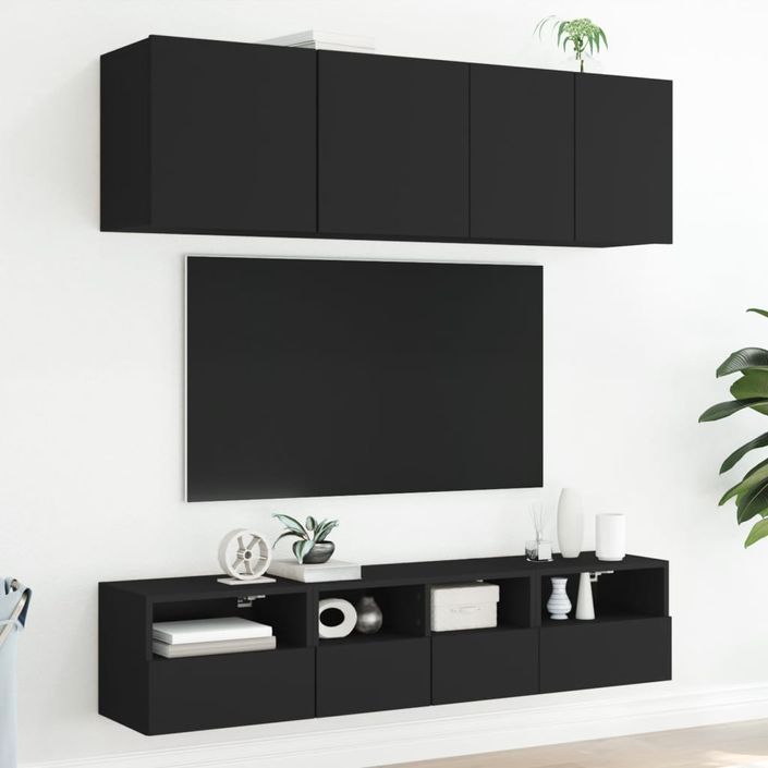 Meubles TV muraux 2 pcs noir 40x30x30 cm bois d'ingénierie - Photo n°4