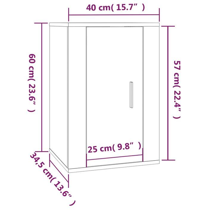 Meubles TV muraux 2 pcs Noir 40x34,5x60 cm - Photo n°12