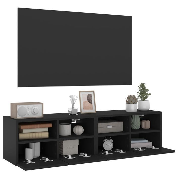 Meubles TV muraux 2 pcs noir 60x30x30 cm bois d'ingénierie - Photo n°5