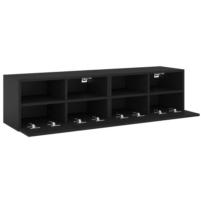 Meubles TV muraux 2 pcs noir 60x30x30 cm bois d'ingénierie - Photo n°8