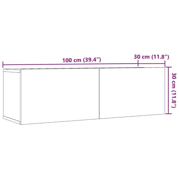 Meubles TV muraux 2 pcs vieux bois 100x30x30 cm - Photo n°10