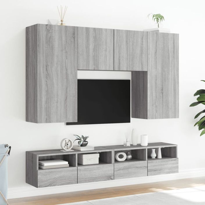 Meubles TV muraux 2pcs sonoma gris 100x30x30 cm bois ingénierie - Photo n°4