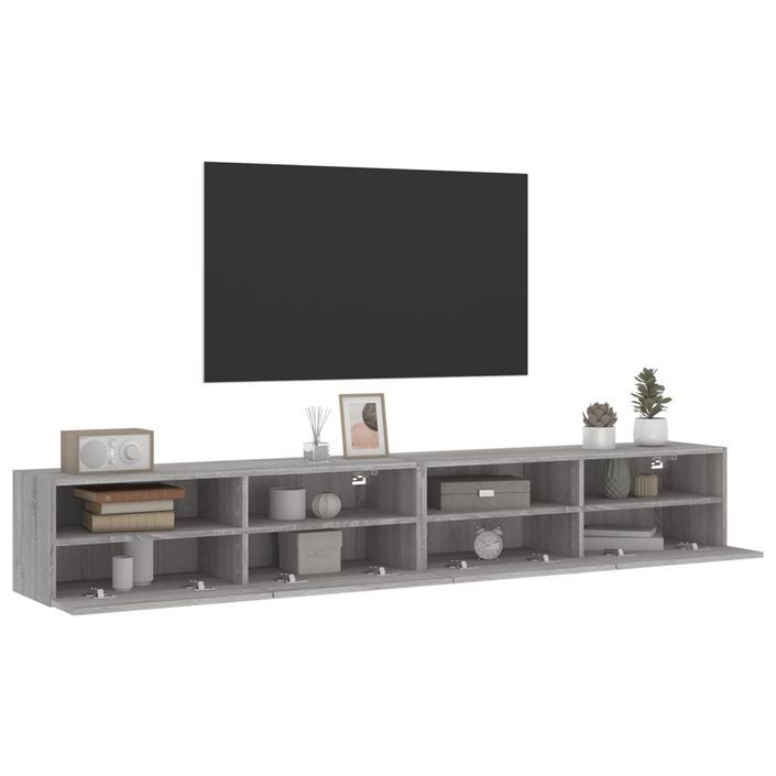 Meubles TV muraux 2pcs sonoma gris 100x30x30 cm bois ingénierie - Photo n°5