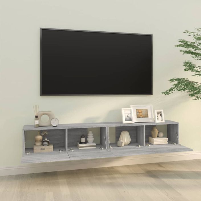 Meubles TV muraux 2pcs sonoma gris 100x30x30 cm bois ingénierie - Photo n°3