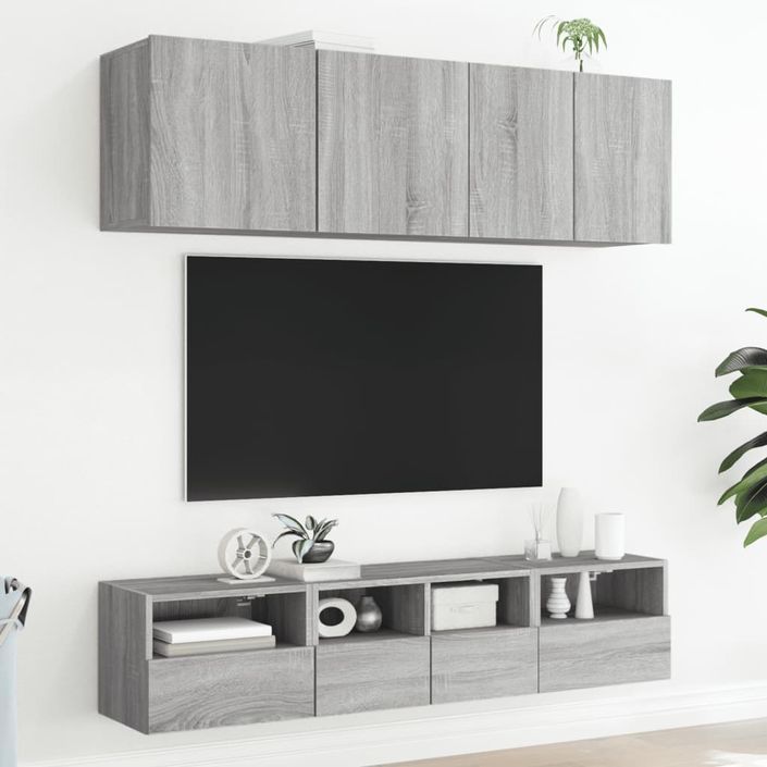 Meubles TV muraux 2pcs sonoma gris 40x30x30cm bois d'ingénierie - Photo n°4