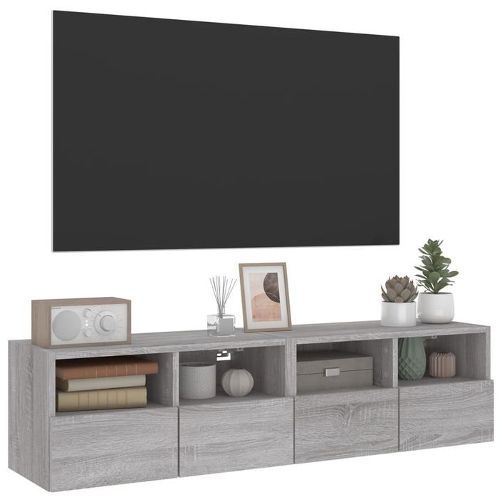 Meubles TV muraux 2pcs sonoma gris 60x30x30cm bois d'ingénierie - Photo n°6