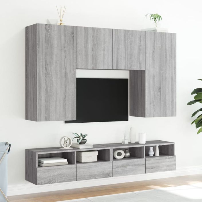 Meubles TV muraux 2pcs sonoma gris 80x30x30cm bois d'ingénierie - Photo n°4