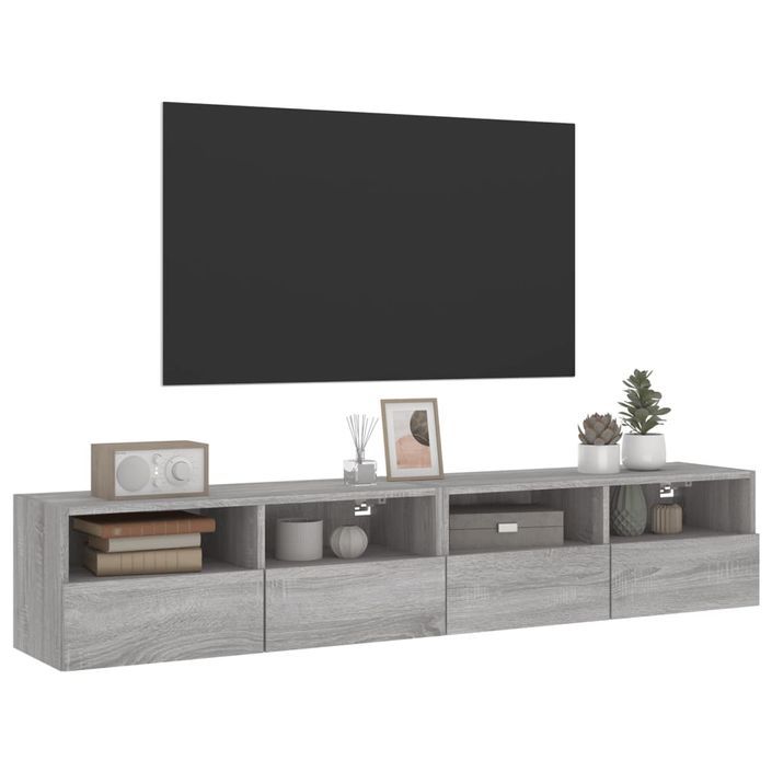 Meubles TV muraux 2pcs sonoma gris 80x30x30cm bois d'ingénierie - Photo n°5