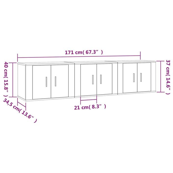 Meubles TV muraux 3 pcs blanc 57x34,5x40 cm - Photo n°8