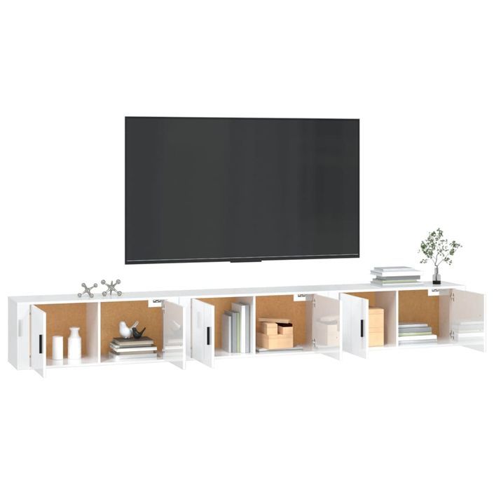 Meubles TV muraux 3 pcs blanc brillant 100x34,5x40 cm - Photo n°3