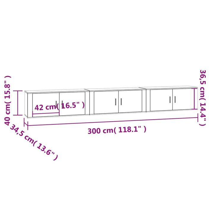 Meubles TV muraux 3 pcs blanc brillant 100x34,5x40 cm - Photo n°8