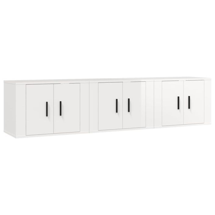 Meubles TV muraux 3 pcs blanc brillant 57x34,5x40 cm - Photo n°1