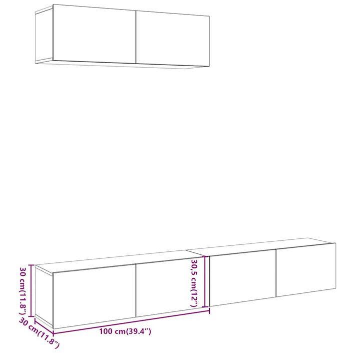 Meubles TV muraux 3 pcs chêne artisanal 100x30x30 cm - Photo n°7