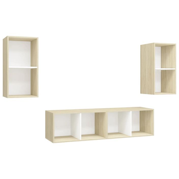 Meubles TV muraux 4 pcs Blanc et chêne sonoma - Photo n°2