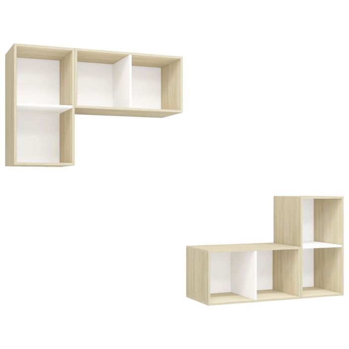 Meubles TV muraux 4 pcs Blanc et chêne sonoma 4 - Photo n°2