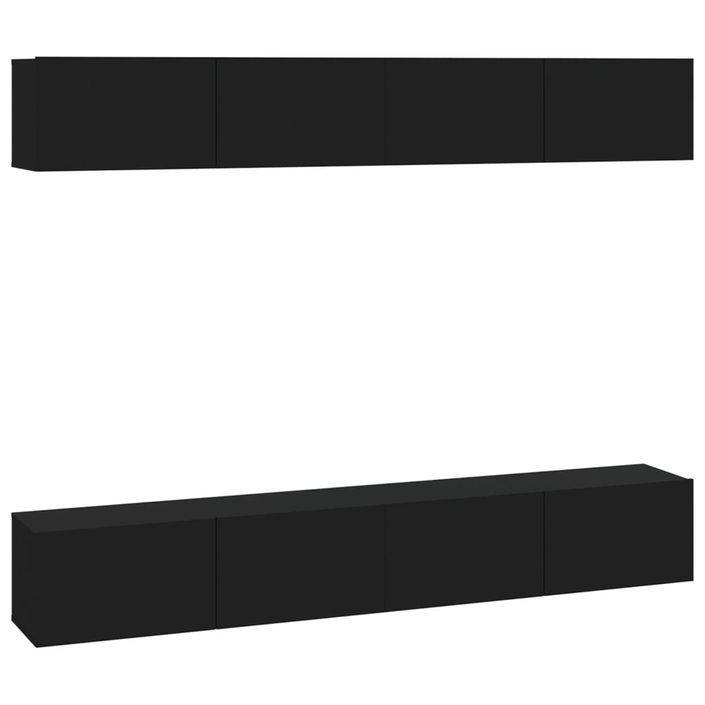 Meubles TV muraux 4 pcs Noir 100x30x30 cm - Photo n°1