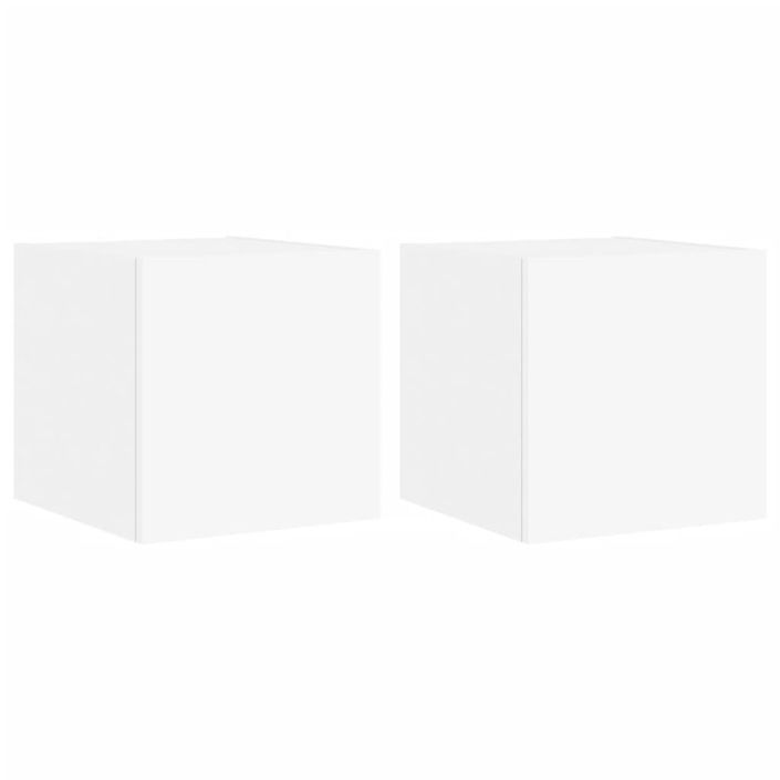 Meubles TV muraux avec lumières LED 2 pcs blanc 30,5x35x30 cm - Photo n°1