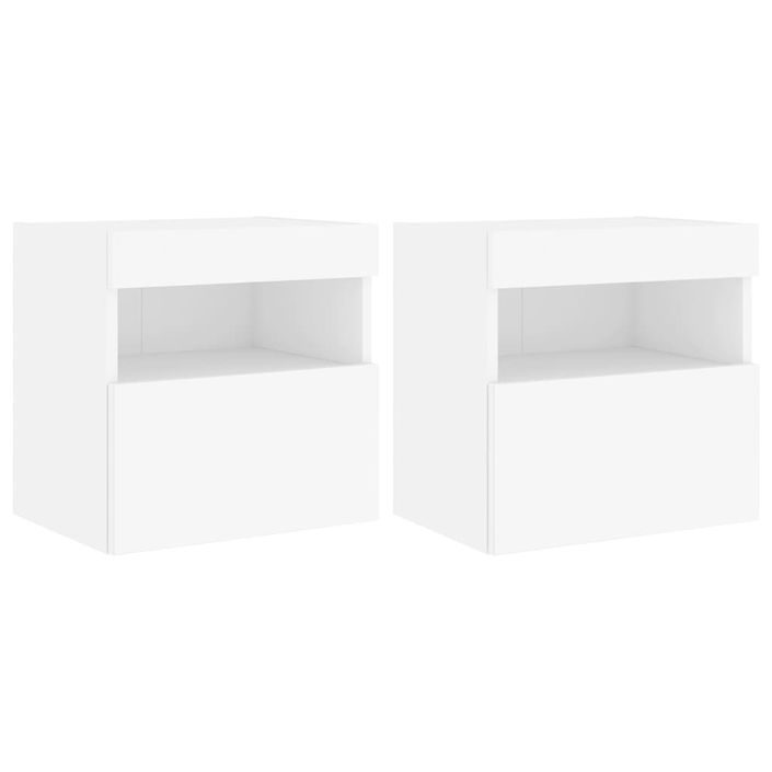 Meubles TV muraux avec lumières LED 2 pcs blanc 40x30x40 cm - Photo n°1