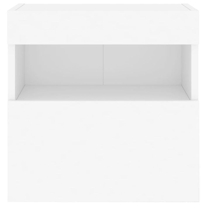 Meubles TV muraux avec lumières LED 2 pcs blanc 40x30x40 cm - Photo n°10