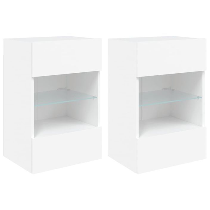 Meubles TV muraux avec lumières LED 2 pcs blanc 40x30x60,5 cm - Photo n°1