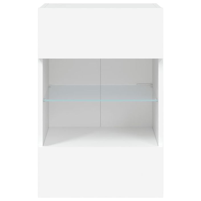 Meubles TV muraux avec lumières LED 2 pcs blanc 40x30x60,5 cm - Photo n°9