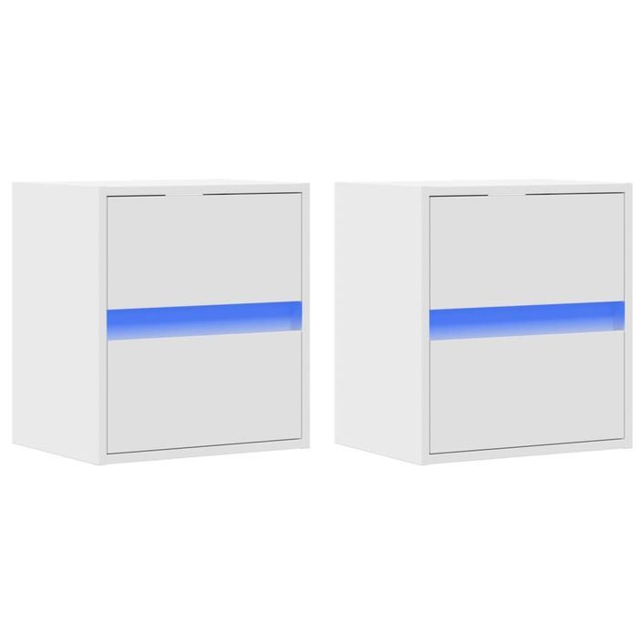 Meubles TV muraux avec lumières LED 2 pcs blanc 41x31x45 cm - Photo n°3