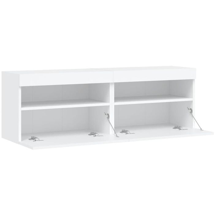 Meubles TV muraux avec lumières LED 2 pcs blanc 60x30x40 cm - Photo n°8