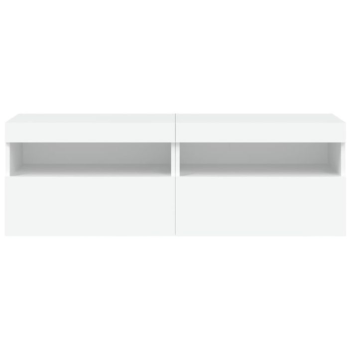 Meubles TV muraux avec lumières LED 2 pcs blanc 60x30x40 cm - Photo n°9