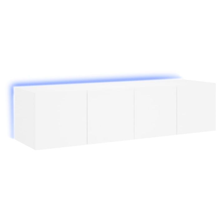 Meubles TV muraux avec lumières LED 2 pcs blanc 60x35x31 cm - Photo n°1