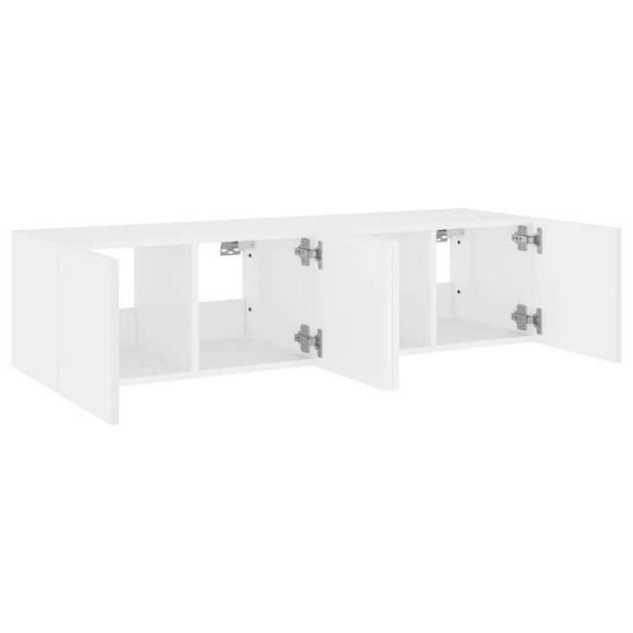 Meubles TV muraux avec lumières LED 2 pcs blanc 60x35x31 cm - Photo n°8