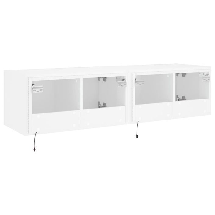 Meubles TV muraux avec lumières LED 2 pcs blanc 60x35x31 cm - Photo n°11