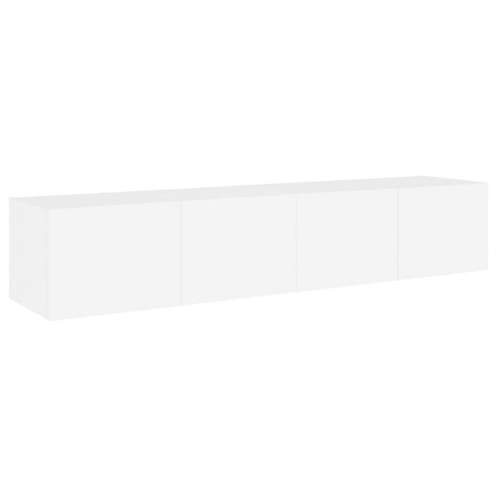 Meubles TV muraux avec lumières LED 2 pcs blanc 80x35x31 cm - Photo n°7