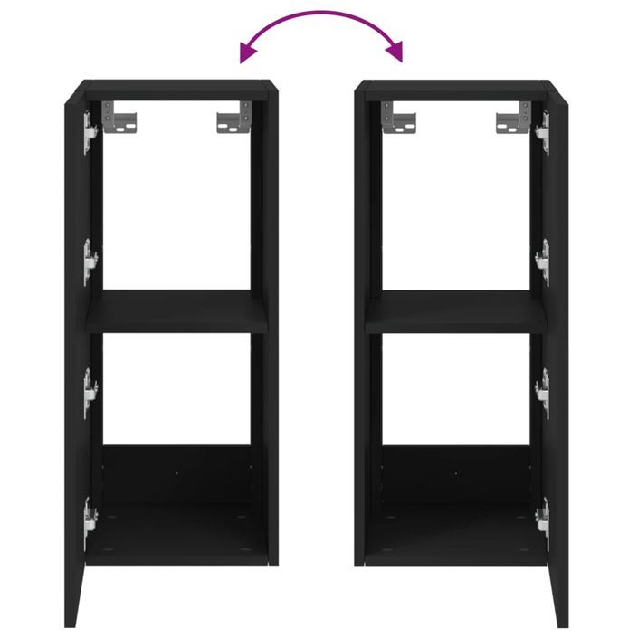 Meubles TV muraux avec lumières LED 2 pcs noir 30,5x35x70 cm - Photo n°12