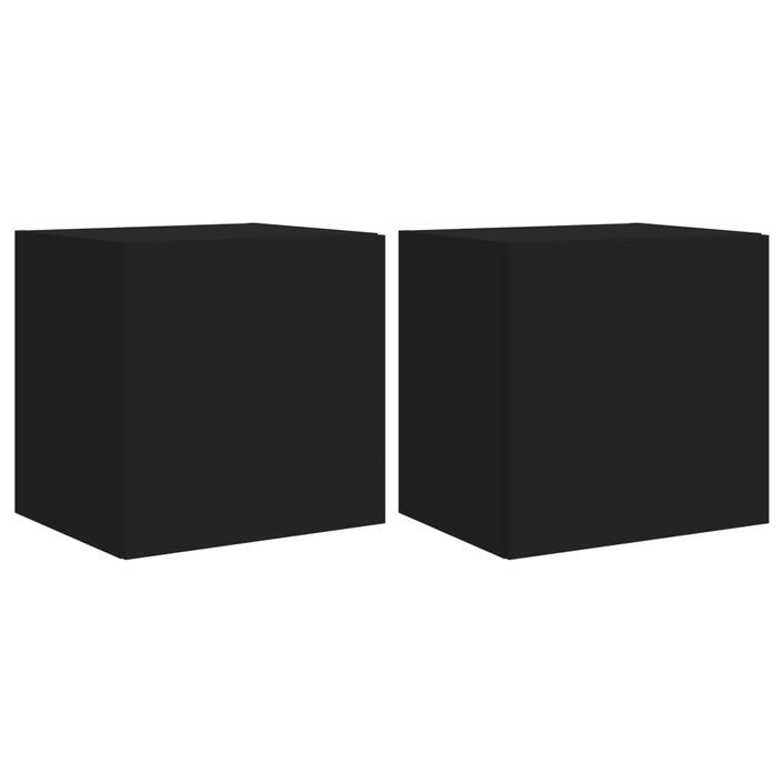 Meubles TV muraux avec lumières LED 2 pcs noir 40,5x35x40 cm - Photo n°1