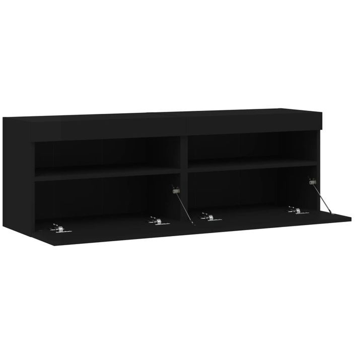 Meubles TV muraux avec lumières LED 2 pcs noir 60x30x40 cm - Photo n°8