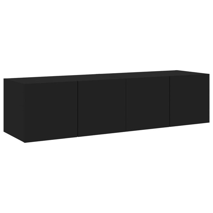 Meubles TV muraux avec lumières LED 2 pcs noir 60x35x31 cm - Photo n°7